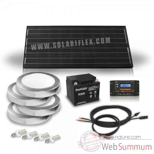 Kit solaire 100w + 4 appliques et 4 ampoules 4w Solariflex -WUN-0017